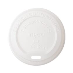 Conserveware Compostable CPLA Flat Lid for Hot Cup 10-20 oz 42HCLPLA90