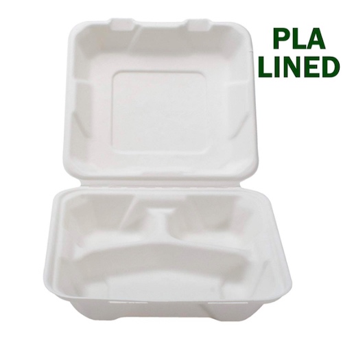 Three Compartment Foam Hinged Lid, 8x7 - Pak-Man Food Packaging Supply