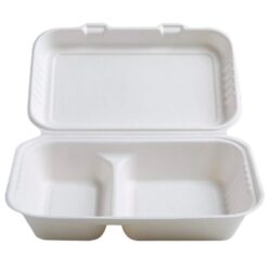 Conserveware Compostable Sugarcane Hinged Container 9 in x 6 in x 2.7 in 42RH96S2