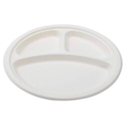 Conserveware Compostable Sugarcane Round 3 Sectional Plate 10 in 42RP10S3