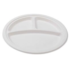 Conserveware Compostable Sugarcane Round 3 Sectional Plate 9 in 42RP09S3