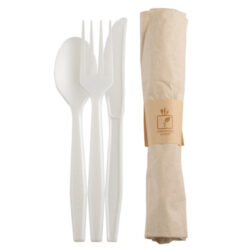 Conserveware Napkin Roll CPLA White 3 Piece Fork Knife Spoon 42CRFSK.WH
