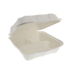 EarthChoice Fiber Blend Clamshell Hinged 3 Compartment Container 9 in x 9 in x 3 in YMFH09030000