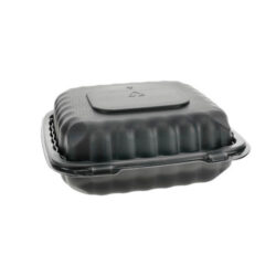 EarthChoice MFPP Black Clamshell Hinged Microwavable Container 8 in x 8 in x 3 in YCNB08010000