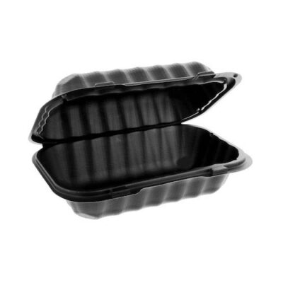 EarthChoice MFPP Black Clamshell Hinged Microwavable Container 9 in x 6 in x 3 in YCNB809610000