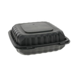 EarthChoice MFPP Black Clamshell Hinged Microwavable Container 9 in x 9 in x 3 in YCNB09010000
