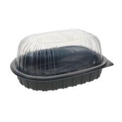 EarthChoice MFPP Black Lid Microwavable Roaster Container 32 oz 10 in x 7.5 in x 4 in YCNC6007DPPZ