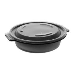 EarthChoice MFPP Black Round Lid Microwavable Container 16 oz 7 in 0CN8071600BL