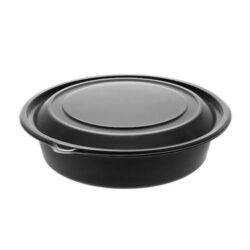 EarthChoice MFPP Black Round Lid Microwavable Container 32 oz 8 in 0CN8083200BL