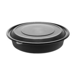 EarthChoice MFPP Black Round Lid Microwavable Container 48 oz 9 in 0CN80948CSTC