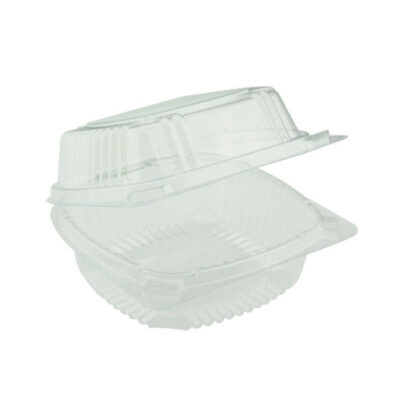 EarthChoice PLA Clear Clamshell Hinged Container 6 in x 6 in x 3 in YLI811600000