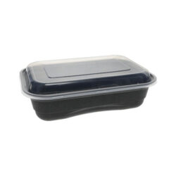 EarthChoice PP Black Rectangular Lid Microwavable Container 36 oz 8.4 in x 5.6 in NV2GRT3688B