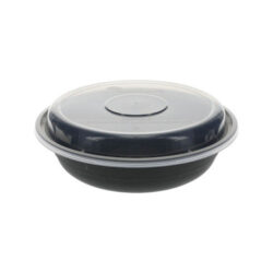 EarthChoice PP Black Round Lid Microwavable Container 23 oz 7 in NV2GRN237B