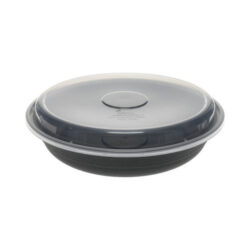 EarthChoice PP Black Round Lid Microwavable Container 46 oz 9 in NV2GRN469B