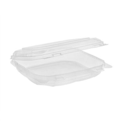 EarthChoice rPET Clear Clamshell Hinged Container 8 in x 8 in x 2 in 0CASH12200000