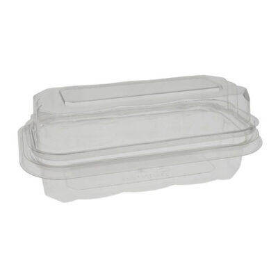 EarthChoice rPET Clear Clamshell Hinged Tamper Evident Deli Hoagie Container 8 in x 4 in TEHL8X4S