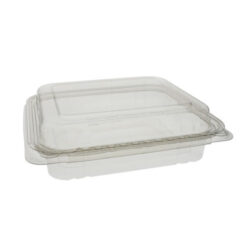 EarthChoice rPET Clear Clamshell Hinged Tamper Evident Dome Lid Deli Container 35 oz 8 in x 8 in TEHL8X835SDOME