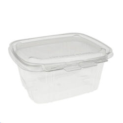 EarthChoice rPET Clear Clamshell Hinged Tamper Resistant Deli Container 16 oz 5 in x 5 in Y5X6H16TR