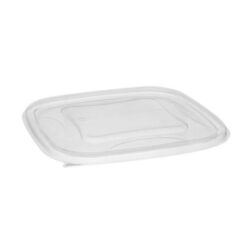 EarthChoice rPET Clear Flat Lid for Square Bowl 24-32 oz 7 in SACLF07