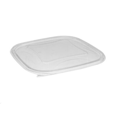 EarthChoice rPET Clear Flat Lid for Square Bowl 48-64 oz 9 in SACLF09