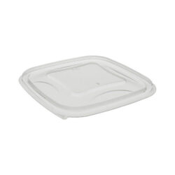 EarthChoice rPET Clear Flat Lid for Square Bowl 8-16 oz 5 in YSACLF05