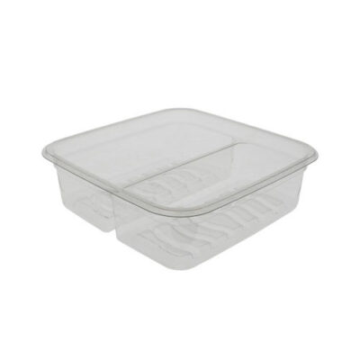 EarthChoice rPET Clear Square 3 Compartment Juice Trap Container 17 oz 6 in 6S172CJY
