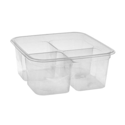 EarthChoice rPET Clear Square 4 Compartment Container 32 oz 6 in Y6S324C