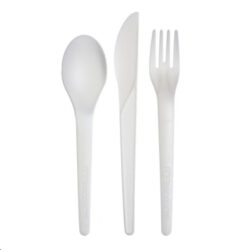 Eco Products Cutlery Kit PLA White 4 Piece Knife Fork Spoon Napkin 6 in EP-S015