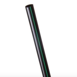 Eco Products PLA Black Green Stripe Straw Unwrapped 6 in EP-ST650U-BGS