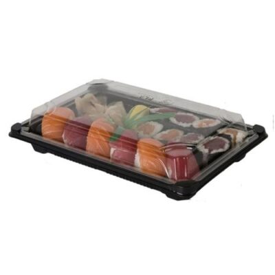 Eco Products PLA Black Lid Sushi Tray 6 in x 9 in x 1.75 in EP-SH3-CPK