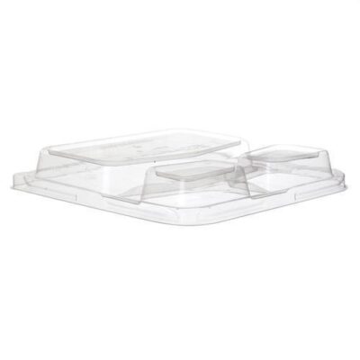 Eco Products PLA Clear Dome Lid for Square 3 Compartment Container 9 in EP-SCS93LID