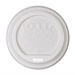 Eco Products PLA White Flat Lid for Hot Cup 10-20 oz EP-ECOLID-W