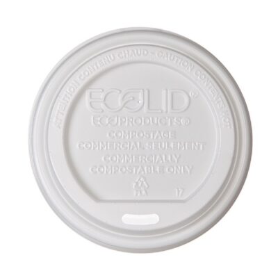 Eco Products PLA White Flat Lid for Hot Cup 8 oz EP-ECOLID-8