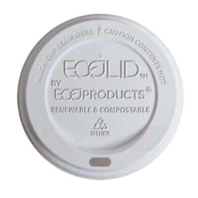 Eco Products PLA White Flat Lid for Insulated Hot Cup 20 oz EP-ECOLID-N20