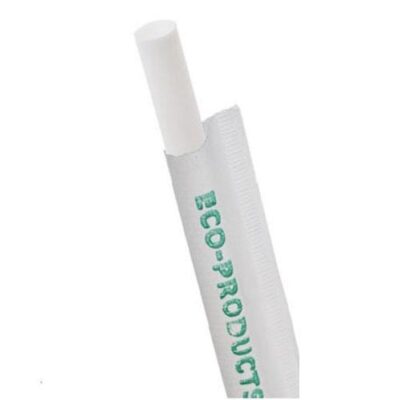 Eco Products PLA White Straw Wrapped 7.75 in EP-ST770-WHT