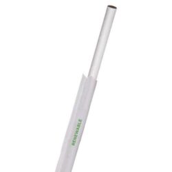 Eco Products Paper Black Jumbo Straw Wrapped 7.75 in EP-STP98-WHT