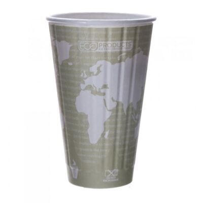 Eco Products Paper Insulated World Art Hot Cup 16 oz EP-BNHC16-WD
