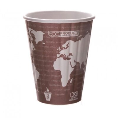 Eco Products Paper Insulated World Art Hot Cup 8 oz EP-BNHC8-WD