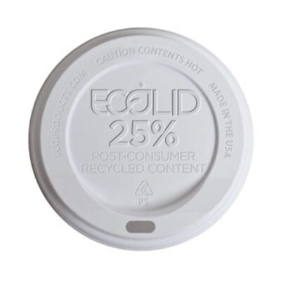 Eco Products RPS White Flat Lid for Hot Cup 8 oz EP-HL8-WR