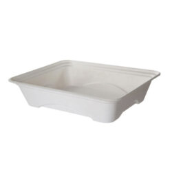 Eco Products Sugarcane White 1 Compartment Half Pan Tray 130 oz 13 in x 10 in x 3 in EP-SCTR13101
