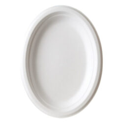 Eco Products Sugarcane White Oval Plate 10 in x 7 in EP-P009