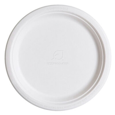 Eco Products Sugarcane White Round Plate 10 in EP-P005