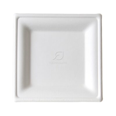 Eco Products Sugarcane White Square Plate 10 in EP-P023