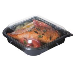 Eco Products rPET Black Lid Container 18 oz 7 in x 7 in x 1.5 in EP-PTOR7