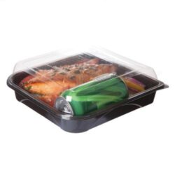 Eco Products rPET Black Lid Container 42 oz 9 in x 9 in x 1.5 in EP-PTOR9