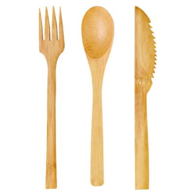 PacknWood Bamboo Cutlery Kit 3 Piece Fork Knife Spoon 6.3 in 210CVBAK3K