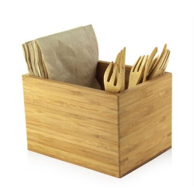 PacknWood Bamboo Cutlery Napkin Holder 6.3 in x 4.7 in x 4.1 in 210BMH2