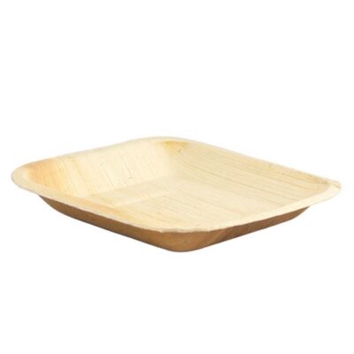 PacknWood Palm Leaf Square Round Corner Plate 6.3 in 210BBA1717