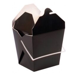 PacknWood Paper Black Take Out Box Handle 32 oz 4.5 in x 3.9 in x 4.4 in 210ASPAIL33N