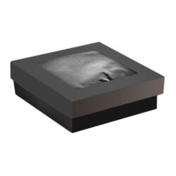 PacknWood Paper Black Window Lid Bakeable Kray Box 34 oz 5.5 in x 5.5 in x 2 in 210KRAYBAK155